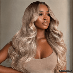 Ombre Blonde With Dark Brown Root Body Wave Human Hair Wig Apparel & Accessories > Clothing Accessories > Hair Accessories > Wigs > 13x6-lace-front-wig LABHAIRS® 