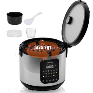 Digital Rice Cooker,20-Cup Cooked, Steamer, Multicooker, Slow Cooker, Oatmeal, Auto Keep Warm, 5 Qt LABHAIRS® 