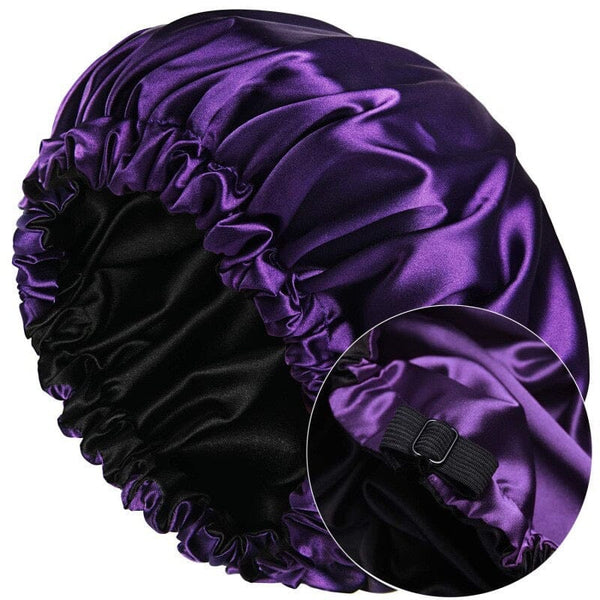 Silk Bonnet for Sleeping for Women Adjustable Satin Hair Cap for Curly and Natural Hair Apparel & Accessories > Clothing Accessories > Hair Accessories > Wig Accessories > Tools & Accessories LABHAIRS® Purple 