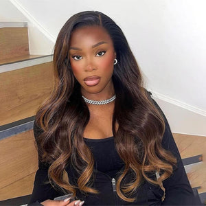 Ombre Highlight Color 13*4 Full Frontal Raw Hair Top Swiss HD Lace Wig LABHAIRS® 