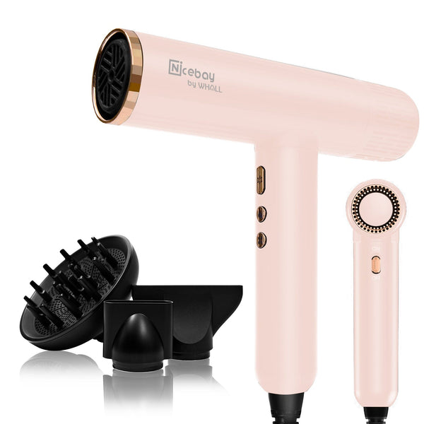Whall 1600W High-Speed Brushless Motor Ionic Blow Dryer with Diffuser and 3 Magnetic Attachments for Fast Drying and Constant Temperature Apparel & Accessories > Clothing Accessories > Hair Accessories > Wig Accessories > Tools & Accessories LABHAIRS® Black&Pink 