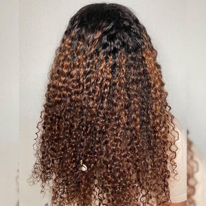 Ombre Honey Blonde Deep Curly Full Lace Human Hair Wig Apparel & Accessories > Clothing Accessories > Hair Accessories > Wigs > 13x6-lace-front-wig LABHAIRS® 