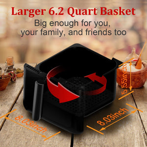 WHALL 6.2 - Quart Stainless Steel Air Fryer Oven: 12 - in - 1 Preset Functions, LED Smart Touch Panel, 85% Fat Reduction, 1600W Power LABHAIRS® 