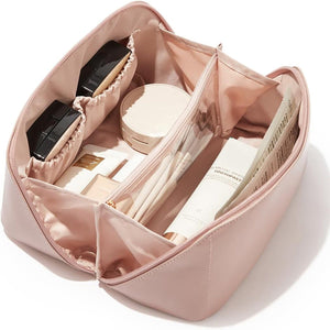 Waterproof Travel Makeup Bag - Large Capacity Lay-Flat Cosmetic Organizer with Adjustable Dividers, Carry Handle & Portable Design for Toiletries Storage Apparel & Accessories > Clothing Accessories > Hair Accessories > Wig Accessories > Tools & Accessories LABHAIRS® Pink 