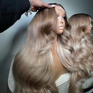 Ombre Blonde With Dark Brown Root Body Wave Human Hair Wig Apparel & Accessories > Clothing Accessories > Hair Accessories > Wigs > 13x6-lace-front-wig LABHAIRS® 