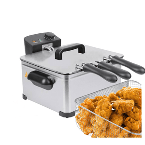 WHALL Deep Fryer with 3 Baskets, 5L (21 Cups) Oil Capacity, Temperature Control, Stainless Steel, 1700W LABHAIRS® 