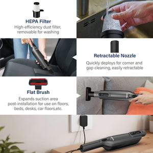 WHALL Cordless Handheld Vacuum, with 8500PA Suction, LED Light, Lightweight/Portable LABHAIRS® 