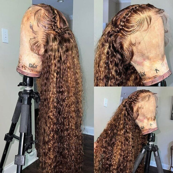 Full Lace Ombre Highlight Color Human Hair Wigs| Deep Curly Apparel & Accessories > Clothing Accessories > Hair Accessories > Wigs > 13x6-lace-front-wig LABHAIRS® 