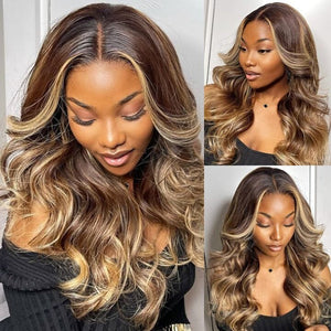 Ombre Honey Blonde Highlight Top Swiss HD Lace Loose Body Wave Wig LABHAIRS® 