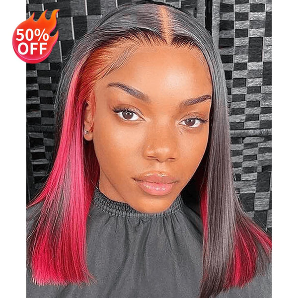 50% OFF Burgundy Red BOB | Transparent Lace | 150% Density Apparel & Accessories > Clothing Accessories > Hair Accessories > Wigs > Colorful Wig LABHAIRS® Bob 4*4 Transparent Lace 10inch