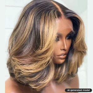 Ombre Honey Blonde Color 200%Density Top Swiss HD Lace Bob Apparel & Accessories > Clothing Accessories > Hair Accessories > Wigs > Colorful Wig LABHAIRS® 