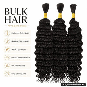 Shipping in 48Hrs Human Braiding Hair For Boho Braids Deep Curly Apparel & Accessories > Clothing Accessories > Hair Accessories > Wigs > Lace Front Bob Wig LABHAIRS® 