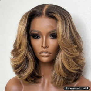 Ombre Honey Blonde Color 200%Density Top Swiss HD Lace Bob Apparel & Accessories > Clothing Accessories > Hair Accessories > Wigs > Colorful Wig LABHAIRS® 