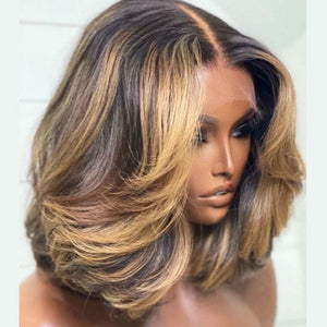 Ombre Honey Blonde Color 200%Density Top Swiss HD Lace Bob Apparel & Accessories > Clothing Accessories > Hair Accessories > Wigs > Colorful Wig LABHAIRS® 