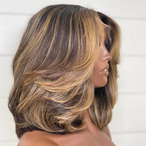 Ombre Honey Blonde Color 200%Density Top Swiss HD Lace Bob Apparel & Accessories > Clothing Accessories > Hair Accessories > Wigs > Colorful Wig LABHAIRS® 