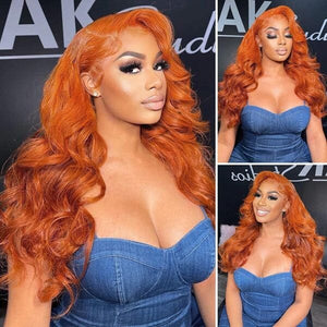 Ginger Orange 13*4 Transparent Lace 180% Density Straight Human Hair Wig Apparel & Accessories > Clothing Accessories > Hair Accessories > Wigs > Lace Front Bob Wig LABHAIRS® 