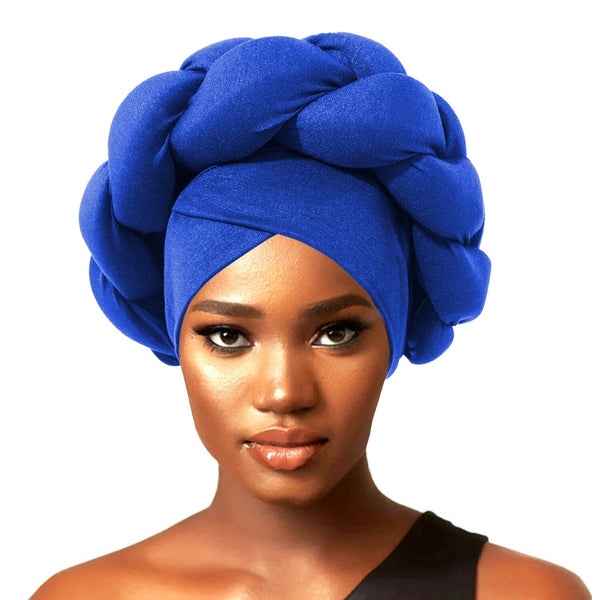 3 Color Braid Twist Turban Cap Soft Solid Color Elegant Head Wrap（Black Coffee Blue） Apparel & Accessories > Clothing Accessories > Hair Accessories > Wig Accessories > Tools & Accessories LABHAIRS® 