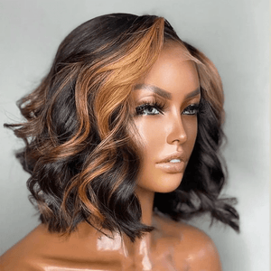 Undetectable Top Swiss HD Lace Ombre Highlight Human Hair Bob Wig | Queen Wave Apparel & Accessories > Clothing Accessories > Hair Accessories > Wigs > Colorful Wig LABHAIRS® 