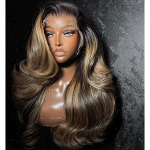 Ombre Highlight 250% Density Layered Top Swiss HD Lace Human Hair Wig Apparel & Accessories > Clothing Accessories > Hair Accessories > Wigs > Lace Front Bob Wig LABHAIRS® 