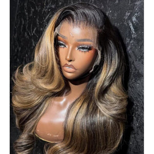 Ombre Highlight 250% Density Layered Top Swiss HD Lace Human Hair Wig Apparel & Accessories > Clothing Accessories > Hair Accessories > Wigs > Lace Front Bob Wig LABHAIRS® 