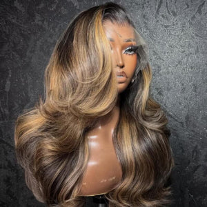 Ombre Highlight 250% Density Layered Top Swiss HD Lace Human Hair Wig Apparel & Accessories > Clothing Accessories > Hair Accessories > Wigs > Lace Front Bob Wig LABHAIRS® 