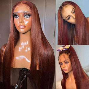 Reddish Brown Bouncy Curly Full Transparent Human Hair Lace Wig Apparel & Accessories > Clothing Accessories > Hair Accessories > Wigs > Lace Front Bob Wig LABHAIRS® 