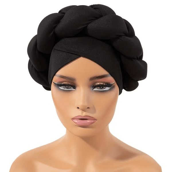 3 Color Braid Twist Turban Cap Soft Solid Color Elegant Head Wrap（Black Coffee Blue） Apparel & Accessories > Clothing Accessories > Hair Accessories > Wig Accessories > Tools & Accessories LABHAIRS® 