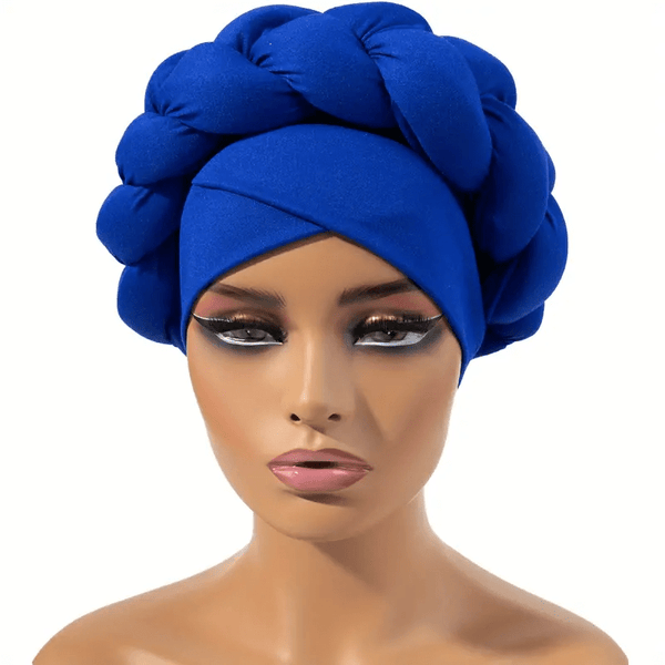 3 Color Braid Twist Turban Cap Soft Solid Color Elegant Head Wrap（Black Coffee Blue） Apparel & Accessories > Clothing Accessories > Hair Accessories > Wig Accessories > Tools & Accessories LABHAIRS® 