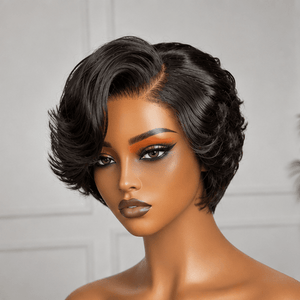 New Pixie Cut Short Wavy Natural Bleached Knots Bob Apparel & Accessories > Clothing Accessories > Hair Accessories > Wigs > 5x5 Top Swiss HD Lace Closure Wig LABHAIRS® 