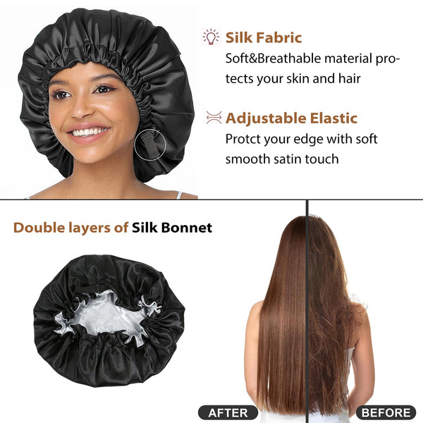 Silk Bonnet for Sleeping for Women Adjustable Satin Hair Cap for Curly and Natural Hair Apparel & Accessories > Clothing Accessories > Hair Accessories > Wig Accessories > Tools & Accessories LABHAIRS® 