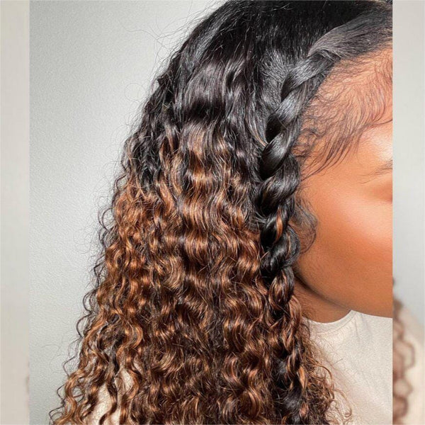 Ombre Honey Blonde Deep Curly Full Lace Human Hair Wig Apparel & Accessories > Clothing Accessories > Hair Accessories > Wigs > 13x6-lace-front-wig LABHAIRS® 