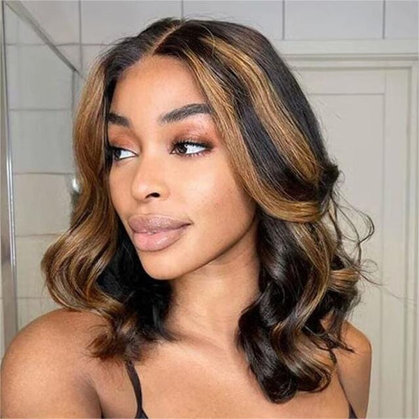 13X4 Top Swiss HD Lace Ombre Highlight Middle Part Lace Front Bob Wig | Straight Apparel & Accessories > Clothing Accessories > Hair Accessories > Wigs > Colorful Wig LABHAIRS® 