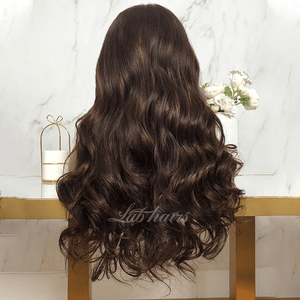 Top Swiss HD Lace Front Ombre Wavy Brown Hair with Blonde Highlights Wigs Apparel & Accessories > Clothing Accessories > Hair Accessories > Wigs > 13x6-lace-front-wig LABHAIRS® 