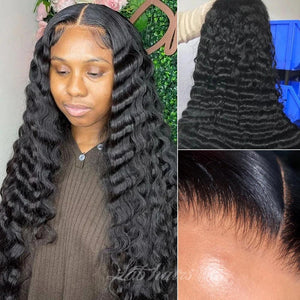 Diamond Fake Scalp 13X6 Human Hair Transparent Lace Front Wig | Deep Wave Lab Hairs 