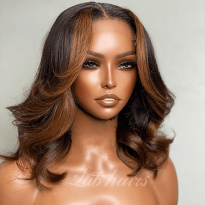 Body Wave Honey Brown Bob Wig Lace Front Human Hair Wigs Top Swiss HD Lace Apparel & Accessories > Clothing Accessories > Hair Accessories > Wigs > Colorful Wig LABHAIRS® 