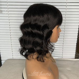 Hair Bob Wig With Bang Deep Wave | 1b/99j/613 Apparel & Accessories > Clothing Accessories > Hair Accessories > Wigs > Lace Front Bob Wig LABHAIRS® 