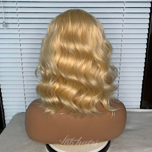 Hair Bob Wig With Bang Deep Wave | 1b/99j/613 Apparel & Accessories > Clothing Accessories > Hair Accessories > Wigs > Lace Front Bob Wig LABHAIRS® Blonde 613 