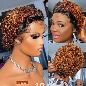 Ombre Blonde 13*4 Top Swiss HD Lace Deep Curly Bob Wig Labhairs Apparel & Accessories > Clothing Accessories > Hair Accessories > Wigs > Colorful Wig LABHAIRS® 