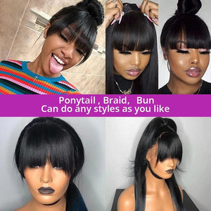 Straight With Bangs |180% Density | Beginner Friendly Glueless Full Machine LABHAIRS® 