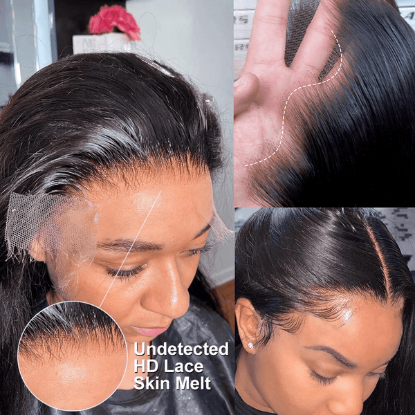 Clean Bleached Knots Human Hair 360 Top Swiss HD Lace Frontal Wig Free Part 150% Density | Deep Wave Labhairs Apparel & Accessories > Clothing Accessories > Hair Accessories > Wigs > 360 Lace Wigs LABHAIRS® 