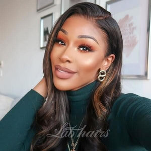 Side Part Wavy Brown Hair with Blonde Highlights Top Swiss HD Lace Front Wig Apparel & Accessories > Clothing Accessories > Hair Accessories > Wigs > 13x6-lace-front-wig LABHAIRS® 