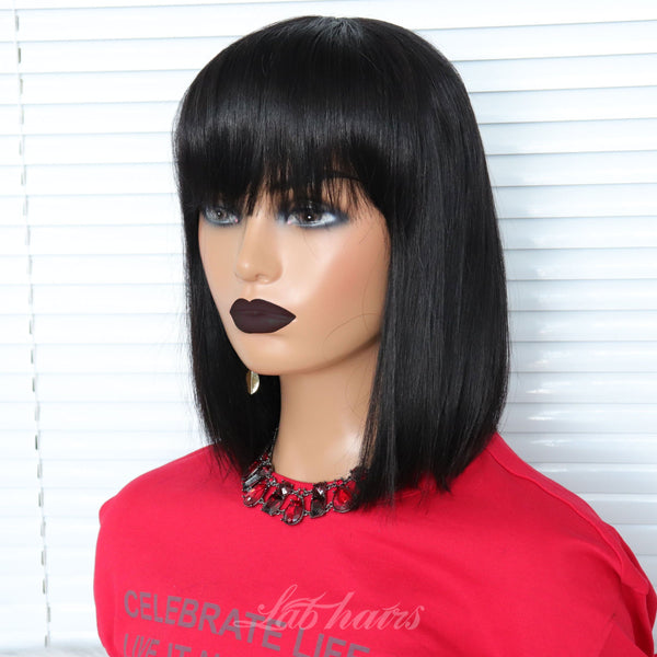 Luxury Vortex Style Straight Bob With Bang 10inch Apparel & Accessories > Clothing Accessories > Hair Accessories > Wigs > Lace Front Bob Wig LABHAIRS® Nature color 