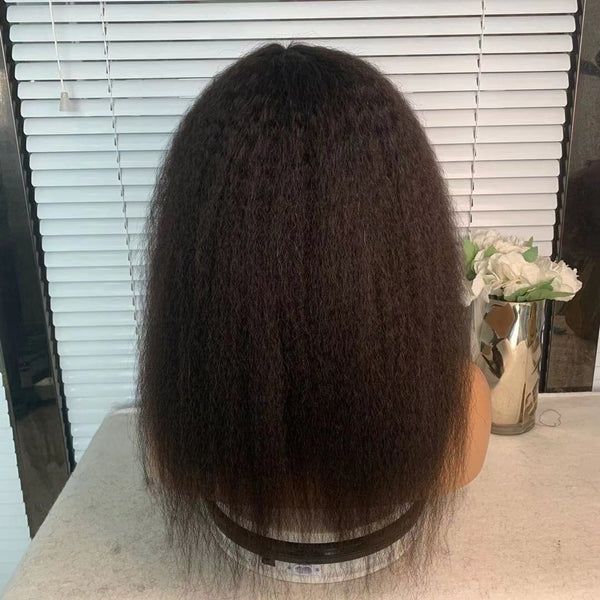 Kinky Straight Human Hair Wig With Bang|Labhairs Apparel & Accessories > Clothing Accessories > Hair Accessories > Wigs > Lace Front Bob Wig LABHAIRS® 