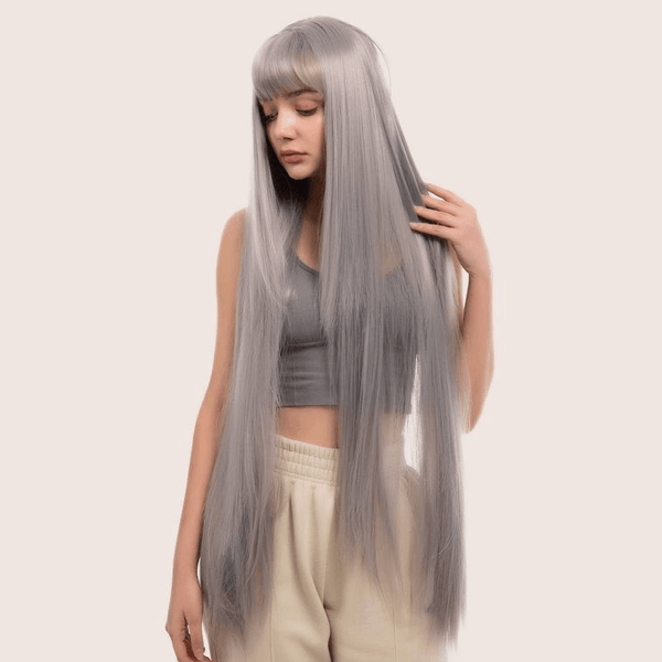 Cosplay Long Grey Straight Synthetic Hair Fashion |Labhairs Apparel & Accessories > Clothing Accessories > Hair Accessories > Wigs > Lace Front Bob Wig LABHAIRS? 