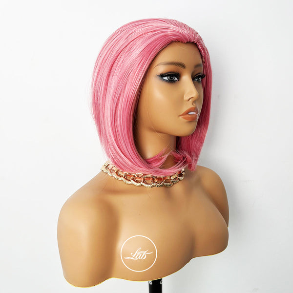 Straight Bob Pink Color Wig With Bang Fashion Synthetic Wig 10inch |Labhairs Apparel & Accessories > Clothing Accessories > Hair Accessories > Wigs > Lace Front Bob Wig LABHAIRS? 