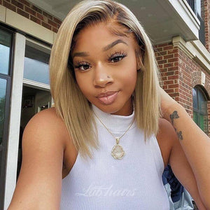 Ombre Colorful Wig Free Part Human Hair Short Bob Wig | Straight Apparel & Accessories > Clothing Accessories > Hair Accessories > Wigs > Colorful Wig LABHAIRS? 