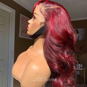 Burgundy Red Colorful Preplucked Loose Wave Lace Front Wig | Loose Body Wave Apparel & Accessories > Clothing Accessories > Hair Accessories > Wigs > 5x5 Top Swiss HD Lace Closure Wig LABHAIRS® 