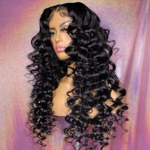 360 Top Swiss HD Lace Frontal With Self-grown Hairline Human Hair Loose Deep Wave Wig Apparel & Accessories > Clothing Accessories > Hair Accessories > Wigs > 360 Lace Wigs LABHAIRS® 