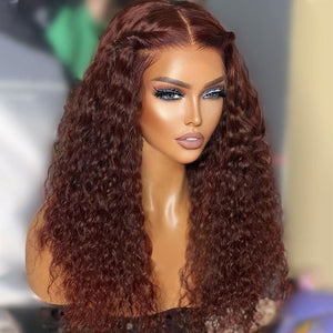 New Reddish Brown Color Deep Wave 180% Density Human Hair Apparel & Accessories > Clothing Accessories > Hair Accessories > Wigs > 5x5 Top Swiss HD Lace Closure Wig LABHAIRS® 