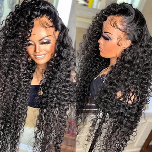 Clean Bleached Knots Human Hair 360 Top Swiss HD Lace Frontal Wig Free Part 150% Density | Deep Wave Labhairs Apparel & Accessories > Clothing Accessories > Hair Accessories > Wigs > 360 Lace Wigs LABHAIRS® 